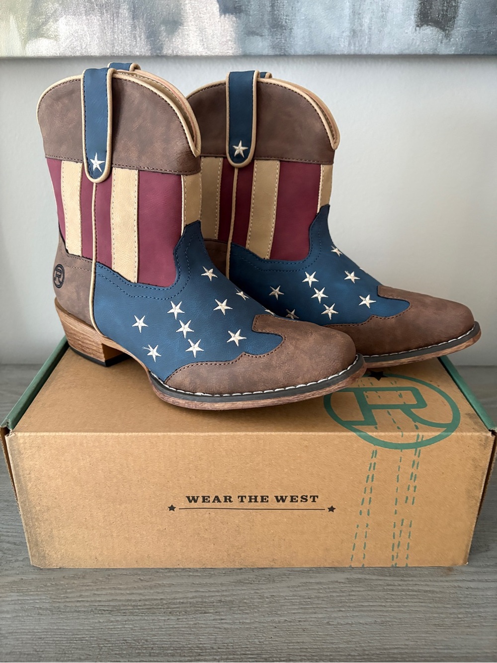 Roper Patriotic Star Ankle Boots - never worn